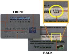 Finding the verification code on your Discover card.